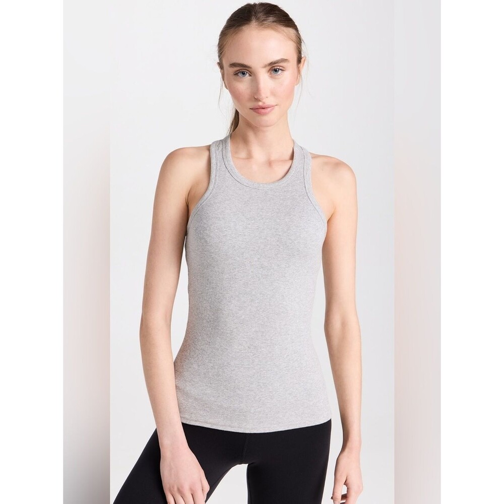 ALO Yoga Light Grey Ribbed Aspire Full Length Tank Top Racerback Tank size XS